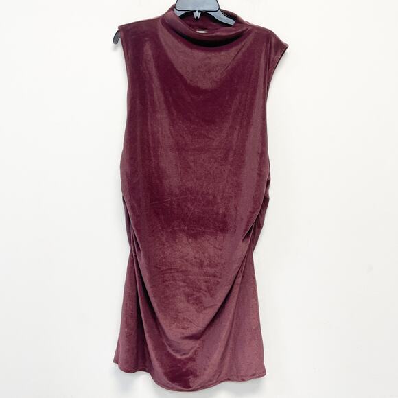 A New Day Women's Mini Velvet Ruched Dress Burgundy Size XL - Picture 2 of 6